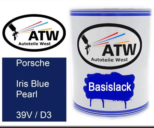 Porsche, Iris Blue Pearl, 39V / D3: 1L Lackdose, von ATW Autoteile West.